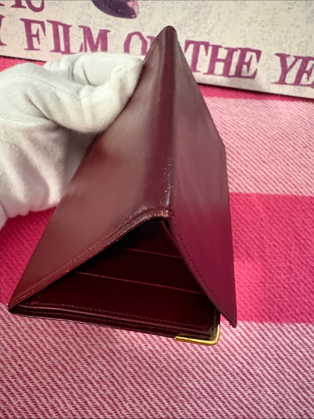 Givenchy Embossed Burgundy Leather Card Holder with Gold Corners - Picture 6 of 10